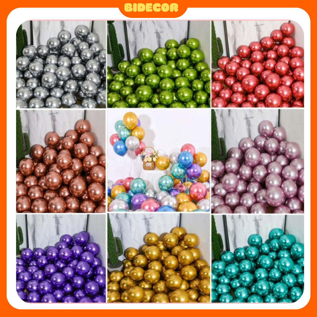 ( 10IN ) Bịch 50 bóng siêu nhũ 10in Crome trang trí sinh nhật tiệc tùng