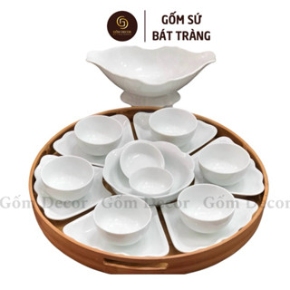   Hỏa Tốc HN  Bộ Bát Đĩa Hoa Mặt Trời Men Trắng Bộ Cúng Gia Tiên Gốm Sứ Bát Tràng 