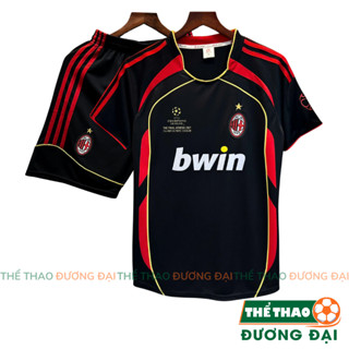 Quần Áo Bóng Đá AC Đen Retro 2006 Thun Mè Thoáng Khí Thể Thao Đương Đại