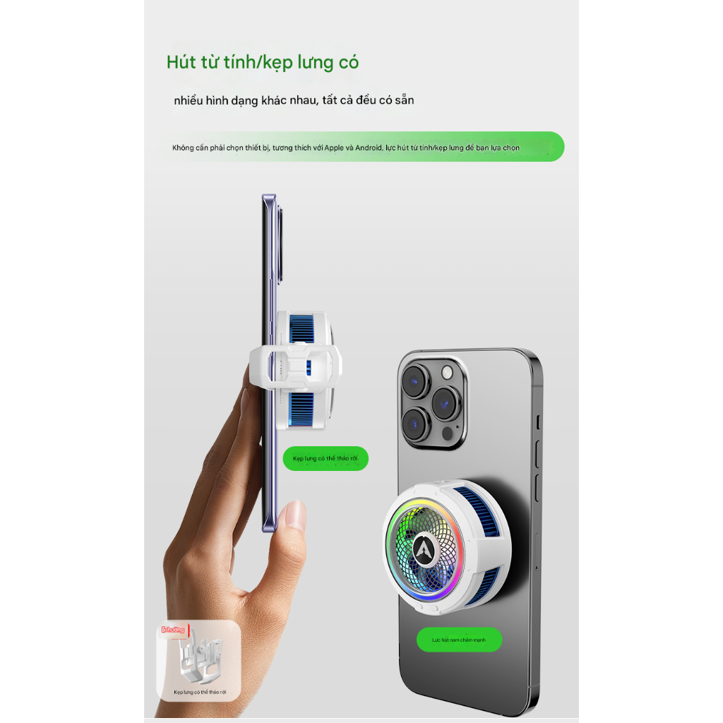 Piva B2 | Piva B3 Quạt tản nhiệt sò lạnh điện thoại thế hệ mới làm lạnh đóng băng hỗ trợ tăng fps liên quân PUBG | BigBuy360 - bigbuy360.vn