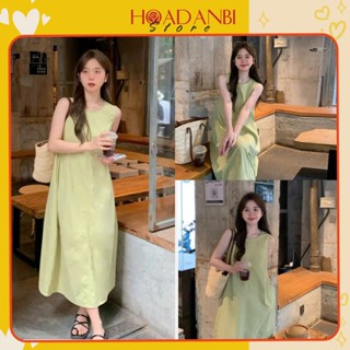  Váy xuông nữ sát nách cổ tròn xanh bơ phong cách Vintage Hàn Quốc Đâm suông Sát Nách Dễ Thương 