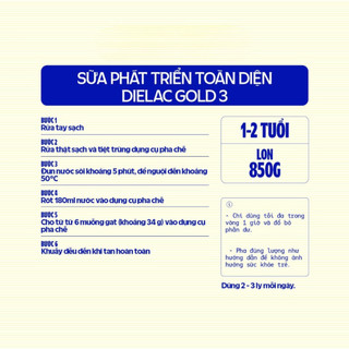 Sữa bột Dielac Alpha Gold 3 - lon 850g (cho trẻ từ 1 - 2 tuổi)