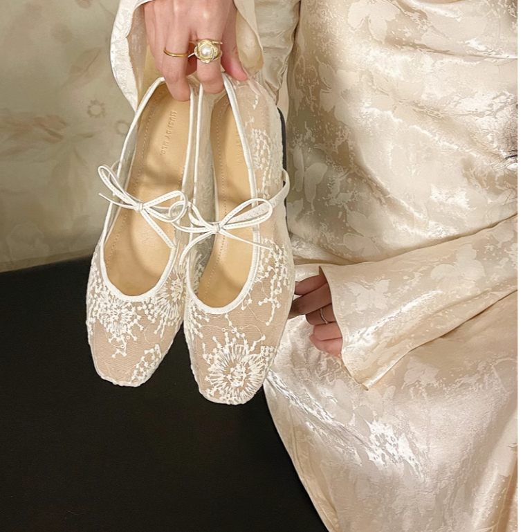 (Lùi 1 sz) Giày bệt nữ búp bê chất ren nhẹ nhàng hót trend 2025  Mã 076 | BigBuy360 - bigbuy360.vn