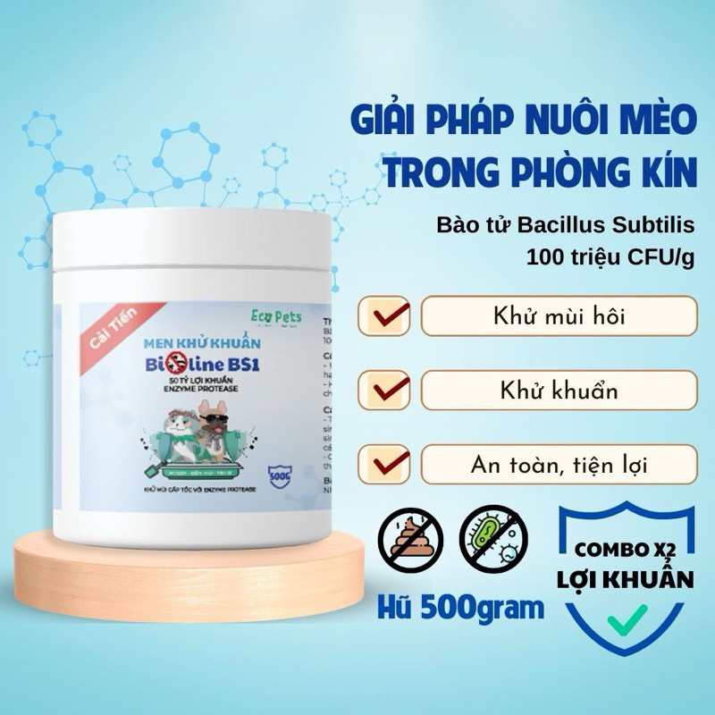 < 500gr > Men khử khuẩn, khử mùi cát vệ sinh Bioline BS1 Ecopet cao cấp