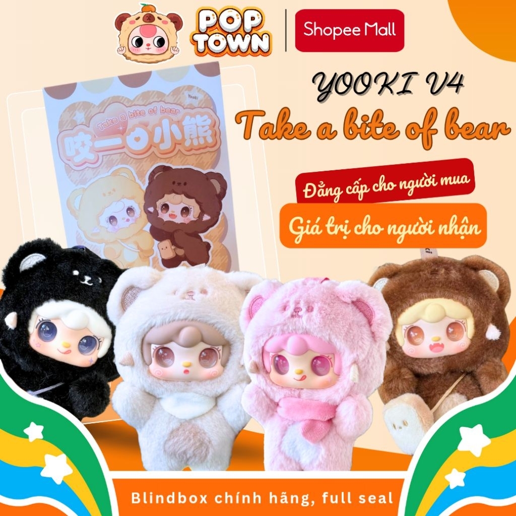 [HỎA TỐC] YOOKI V4 - Take a bite of bear - Blindbox, quà tặng, figure, gấu bông, đồ chơi POP TOWN TO