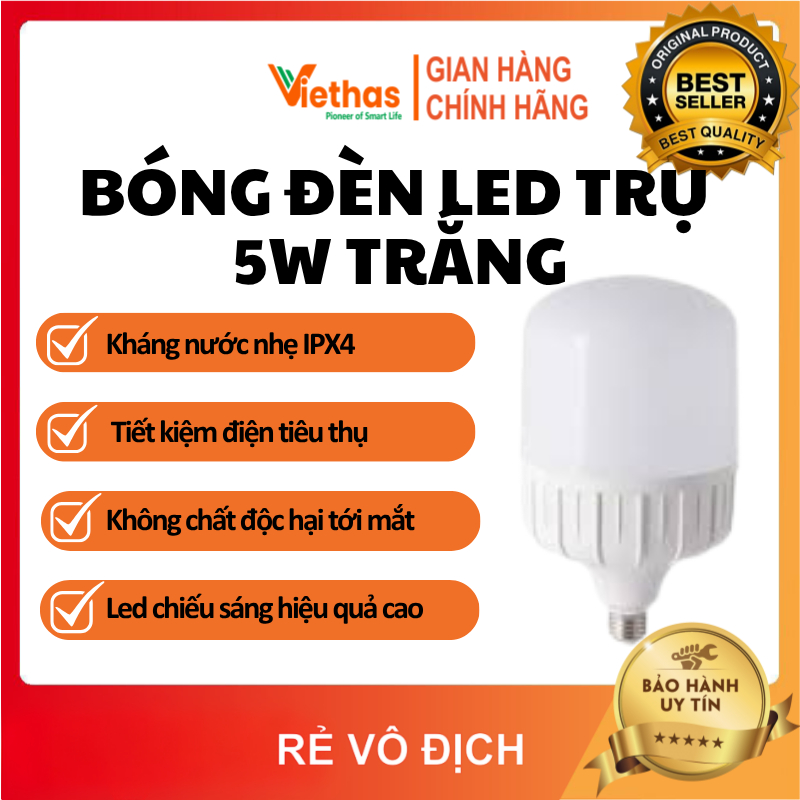 VIETHAS - Bóng Đèn Led Trụ 5W Trắng