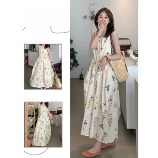   HÀNG SẴN  Váy hoa ba lỗ xòe dập viền babydoll dài maxi thoải mái điệu đà nhẹ nhàng mùa hè Hàn Quốc hàng QC loại 1 