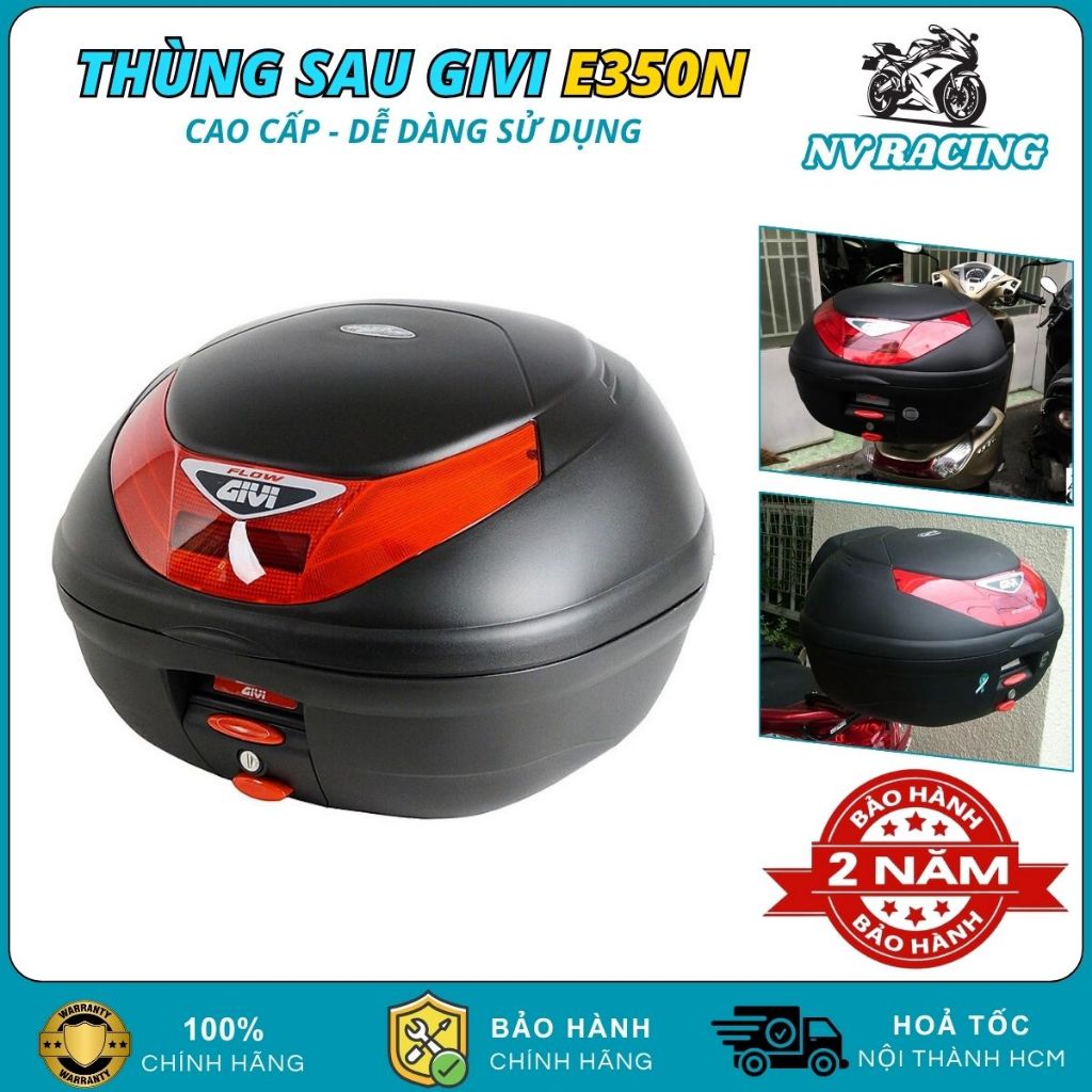 Thùng Sau Givi E350N Khóa Monolock Cao Cấp Dung Tích 35 Lít Kèm Đế Gắn Thùng Givi MP70N Chính Hãng