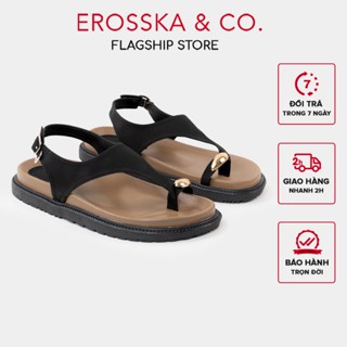 Erosska - Sandal xỏ ngón đi biển kiểu dáng đơn giản năng động màu đen cao 2cm - SE013