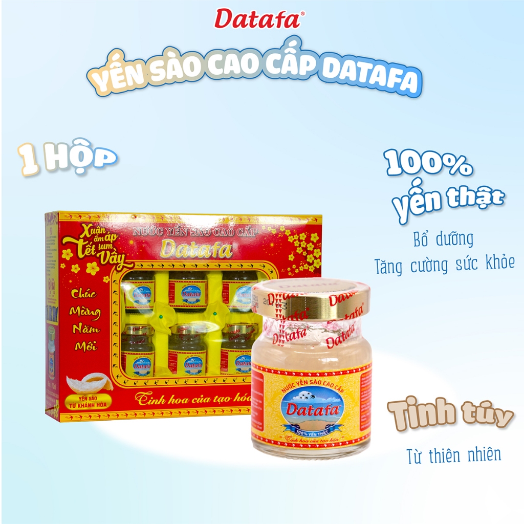 Yến Sào Cao Cấp Datafa Không Đường - Hộp 6 lọ