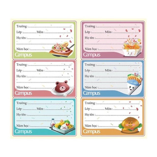 Túi 18/12 Nhãn Vở Học Sinh Campus Basic - Nhãn Vở Decal Bóc Dán Dễ Thương Nhiều Mẫu Tiện Dụng Cho Học Sinh Chính Hãng.
