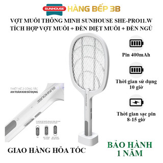  Vợt bắt muỗi 3 trong 1 Sunhouse SHE-PRO11.W - Bảo hành chính hãng 12 tháng 