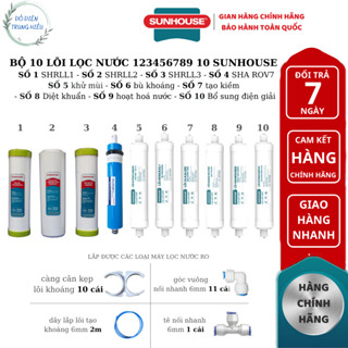 Bộ 10 lõi lọc nước 12345678910 SUNHOUSE hàng chính hãng - lắp được các loại máy lọc nước