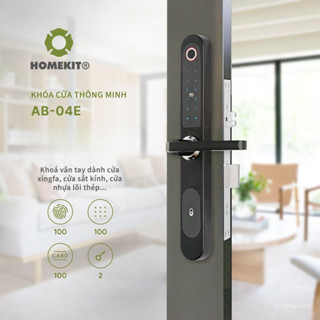 Khoá cửa vân tay điện tử thông minh HOMEKIT AB-04E 4 tính năng có màn hình LED phù hợp nhiều loại cửa - lắp đặt tận nhà