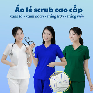 Áo cổ tim Áo scrub CAO CẤP dành cho nam nữ kỹ thuật viên điều dưỡng dược sỹ y tá bác sĩ 