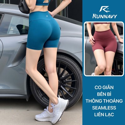 Quần legging biker short nữ tập gym yoga running Run Navy WBS18-8"