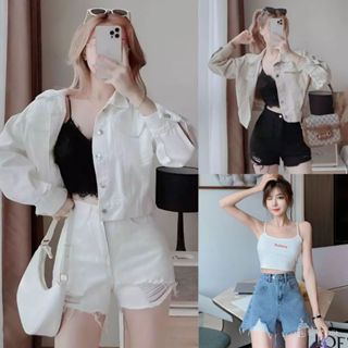 Quần short jeans nữ Trắng rách tua rua mùa hè cạp cao chất bò cao cấp MIAA Bigsize