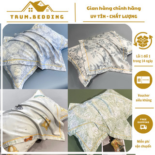 Vỏ Gối Nằm Trum.Bedding Lụa Thái Mềm Mịn Thoáng Mát Không Xù Lông Kích Thước 45x65cm