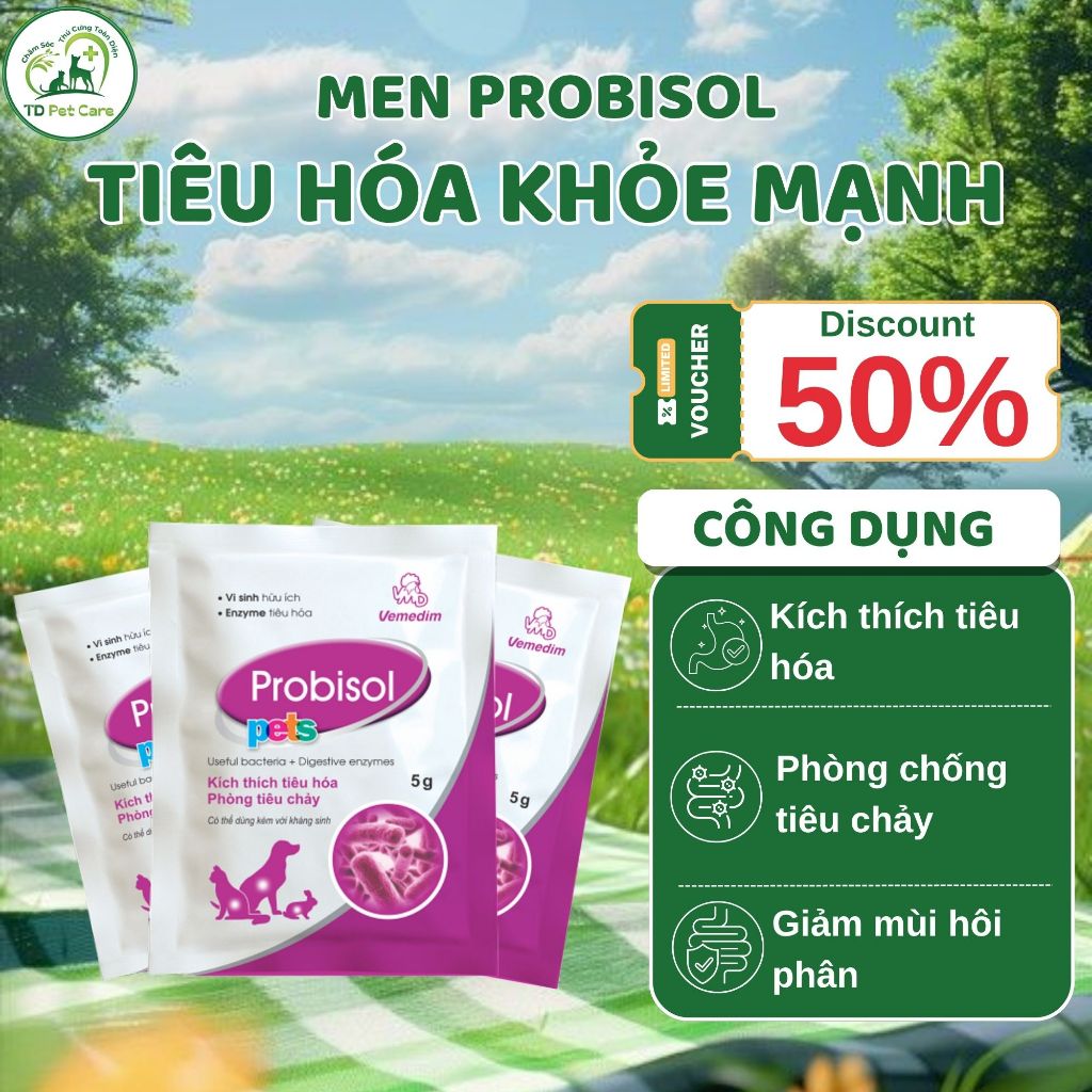 Gói Men Tiêu Hóa Cho Chó Mèo Hấp Thụ Thức Ăn Tốt Probisol - Men Vi Sinh Cho Mèo TD Pet Care