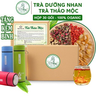 Hộp 30 Gói Trà Thảo Mộc, Trà Dưỡng Nhan Đông Trùng Ngũ Vị-8 Vị, Trà Hoa Cúc Táo Đỏ Giảm Cân, Đẹp Da, Thanh Nhiệt, Dễ Ngủ