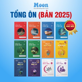 Sách Tổng ôn Toán Học Vật Lí Hoá Học Sinh Học  Ngữ Văn Địa Lí  lớp 12 - Tập 1 & 2  Ôn thi THPT quốc gia 2026 MoonBook