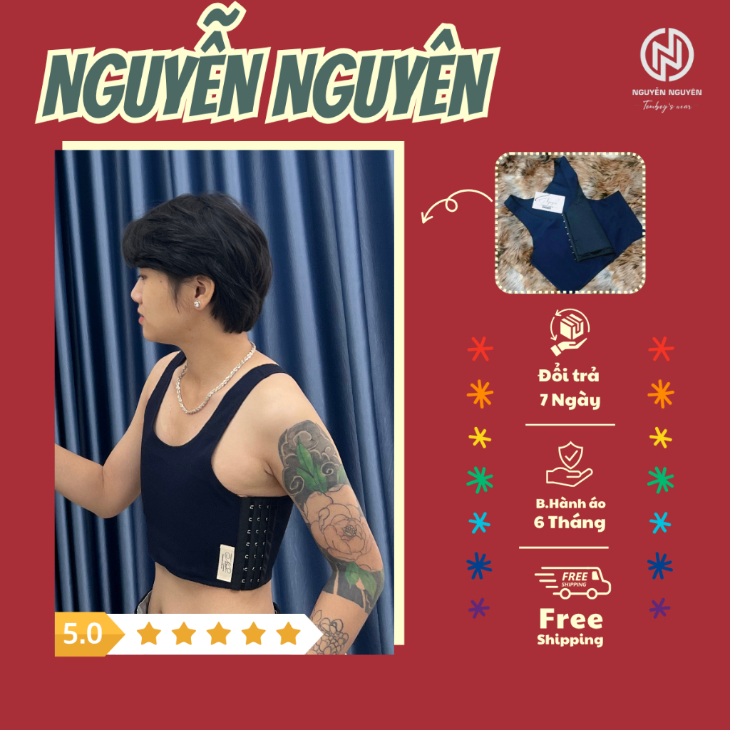 Áo Nịt Ngực Tomboy Gen Thun Không Viền Cài Hông - Lót Bó Ép Định Hình Ngực Tomboy Thể Thao Tập Gym B
