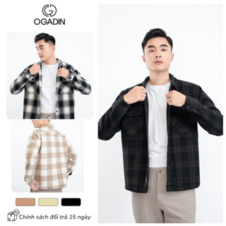  Áo Khoác Dạ Nam - Áo Khoác Flanel OGADIN Kẻ Caro Chất Dạ Ép Cao Cấp Form Dáng Ngắn OGADIN OAK001 
