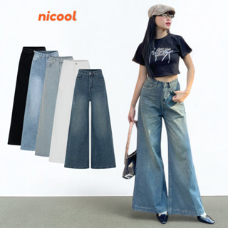 Quần jeans nữ NICOOL, quần bò nữ dáng suông dài ống loe rộng lưng cao tôn dáng N41-Q48