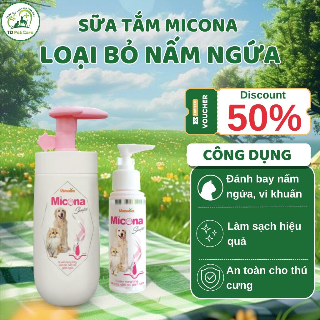 Lọ Sữa Tắm Nấm Cho Chó Mèo Micona Shampoo - Sữa Tắm Micona Cho Chó TD Pet Care