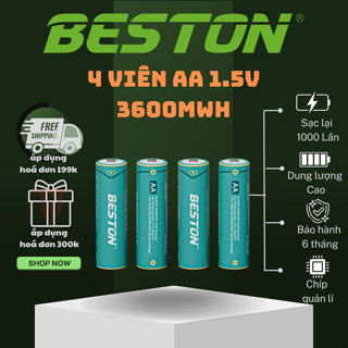 Hộp 4 Pin sạc 2A 1.5V Lithium Beston - AA - 3600mWh, Hộp Sạc M7036 AA 1.5V  pin đồ chơi, pin máy ảnh