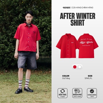 Áo sơ mi Ngắn tay unisex NOAM After Winter Form boxy Chất liệu vải Kate Rayon cao cấp - Đỏ
