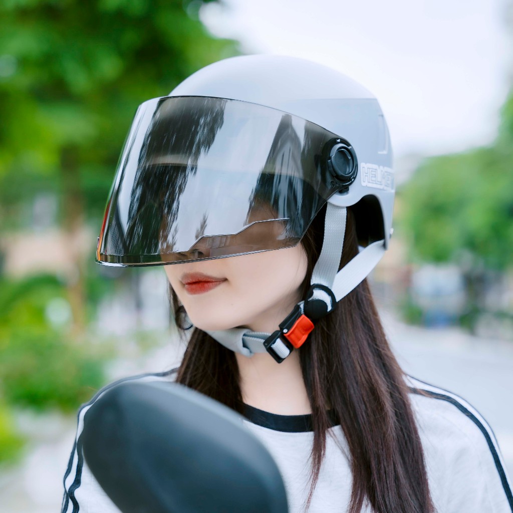 Mũ bảo hiểm xe máy, kính dài, kính chống nắng