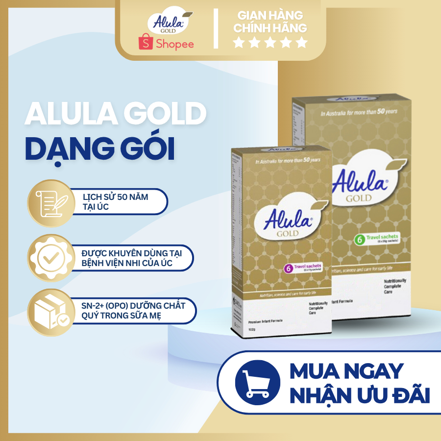 Sữa bột Alula Gold Travel Stage Số 1,2 bổ sung Vitamin, khoáng chất cho trẻ phát triển dạng gói