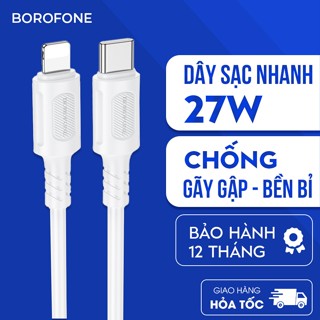 Dây cáp sạc nhanh IP Borofone BX111 TypeC to Light, hỗ trợ dòng sạc PD tối đa 27W, dài 1 mét