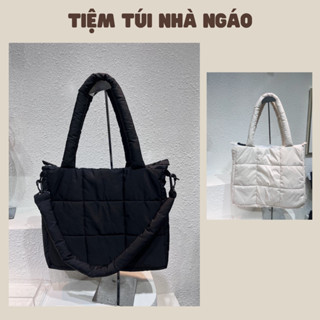  Túi tote vải phao ô cá tính đựng laptop đẹp kèm móc khóa ngẫu nhiên NGÁO 