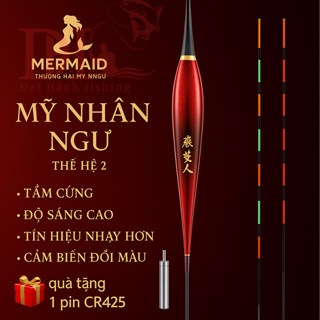    Tặng kèm pin   Phao câu cá ngày đêm đổi màu Mỹ nhân ngư phiên bản mới ngọn cứng  siêu sáng 