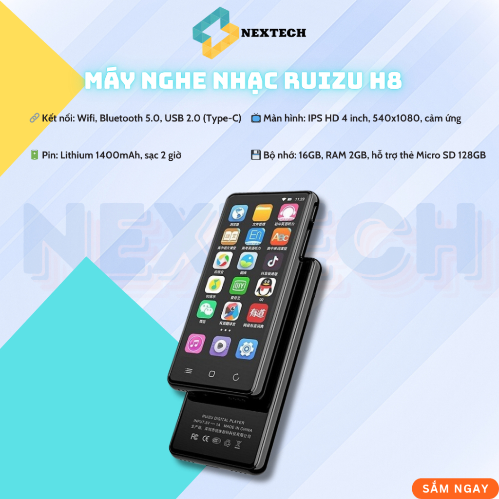 🎶 MÁY NGHE NHẠC RUIZU H8 ANDROID 5.1 BLUETOOTH 5.0 MÀN CẢM ỨNG 4 INCH 16GB 📱