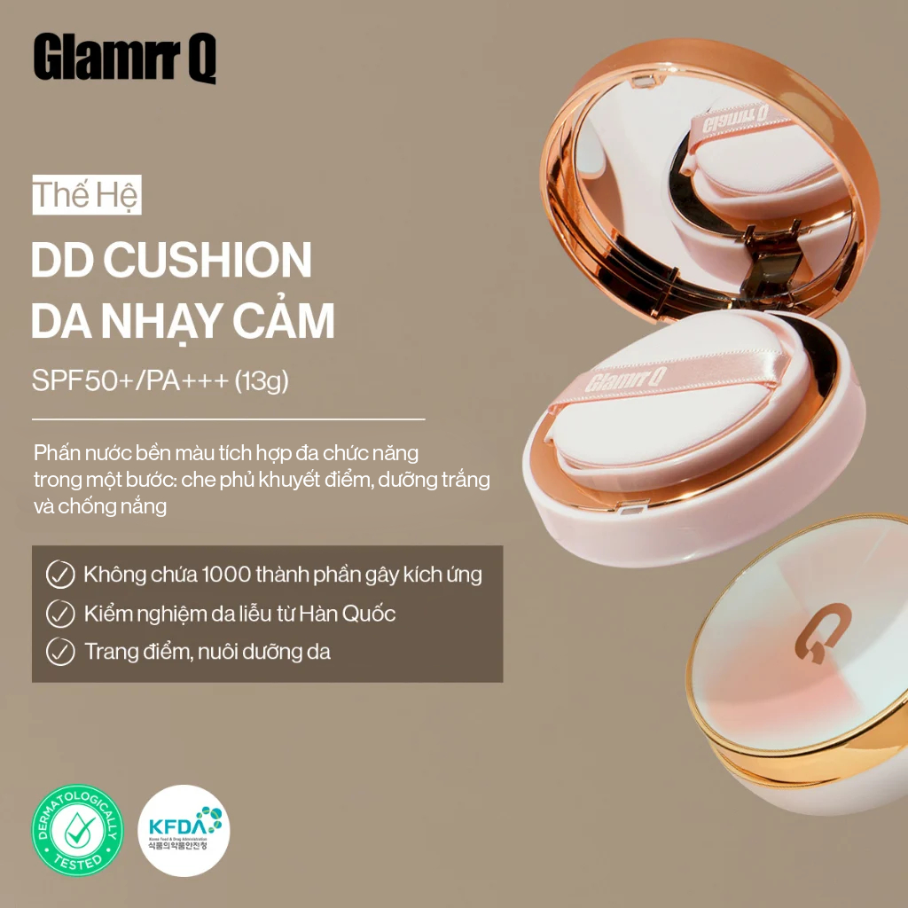 Phấn nước GLAMRR Q LONG WEAR DD CUSHION - SPF50+/PA+++ (1 lõi 13g) | BigBuy360 - bigbuy360.vn