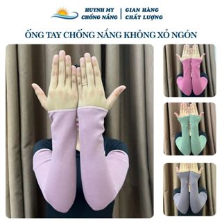 Ống Tay Chống Nắng, Găng Tay Không Xỏ Ngón Chất Liệu Thun Tăm Lót Nỉ Chống Tia UV Co Dãn 4 Chiều - Huỳnh My Chống Nắng