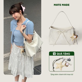 [KOL] MATE MADE Túi Xách Nữ Ribbon Bag Đeo Vai Da Mềm Thời Trang Size To - Túi TOTE Quai Đôi Size 36