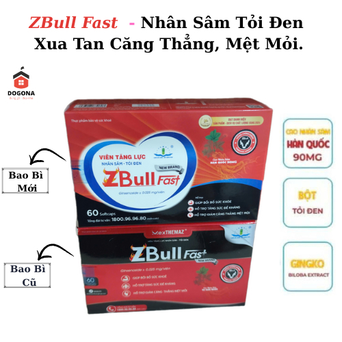 1 Hộp (60 viên) -Viên Tăng Lực Nhân Sâm Tỏi Đen ZBULL FAST - bồi bổ sức khỏe, tăng sức đề kháng, giả