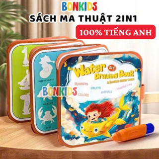 Cuốn sổ ma thuật học liệu bóc dán montessori tranh tô màu nước ma thuật cho bé trai bé gái 1 2 3 4 tuổi Bonkids