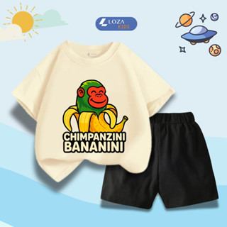  Bộ đồ cho bé trai in Chimpanzini Bananini hè 2025 - Quần áo trẻ em nam size từ 15-40kg-  Loza Kids SB383 