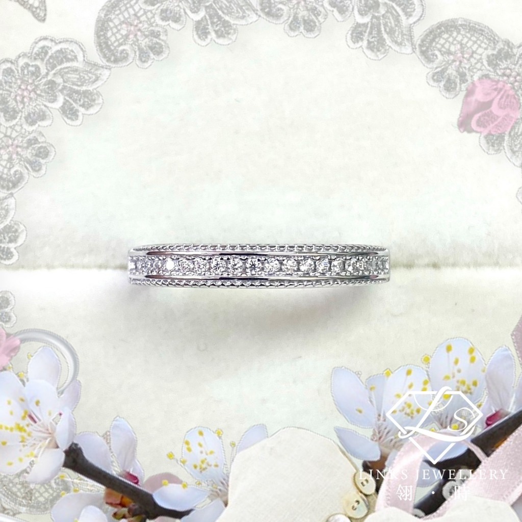 ［Real Moissanite］Can Pass Diamond Test 18K Gold Vintage beaded Athens Eternity Ring MR036 Band Ring