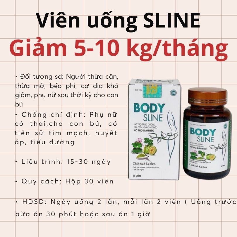 Viên uống giảm cân Body Sline giảm nhanh an toàn hiệu quả giảm 8-12kg sau 1 liệu trình, hộp 30 viên