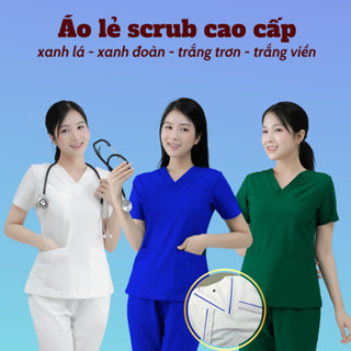  Áo cổ tim Áo scrub lẻ CAO CẤP dành cho nam nữ kỹ thuật viên điều dưỡng spa dược sỹ y tá bác sĩ 