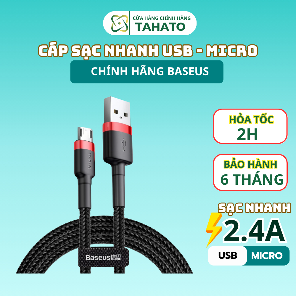 Cáp sạc nhanh Baseus Micro Smartphone Android (2.4A, Quick charge 3.0) BH 12 THÁNG.