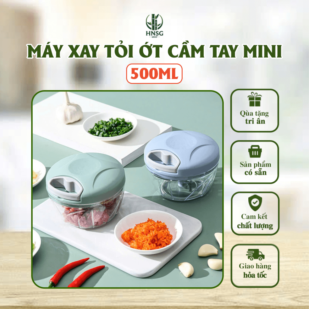 Máy Xay Tỏi Ớt Mini Cầm Tay, Dụng Cụ Xay Rau Củ Không Dùng Điện, Nhỏ Gọn Tiện Lợi Cho Nhà Bếp