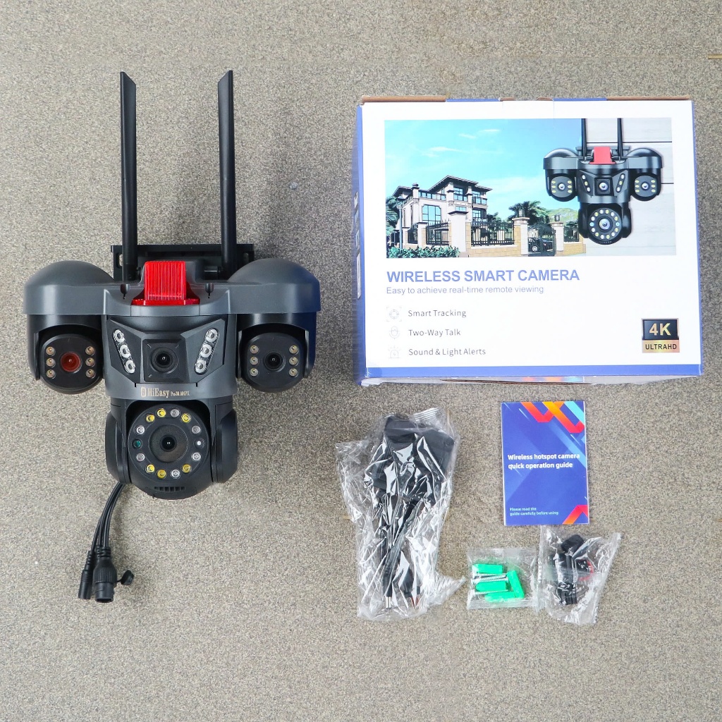 CAMERA 4 ỐNG KÍNH ĐỘC LẬP XEM 4 MÀN HÌNH – DÙNG APP HIEASY – QUAY 360°, ĐÀM THOẠI 2 CHIỀU – CẢNH BÁO CHUYỂN ĐỘNG – BẢO H | BigBuy360 - bigbuy360.vn