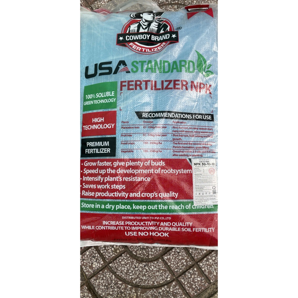 phân bón NPK hỗn hợp bón gốc 30-10-10 con cò vàng gói lẻ